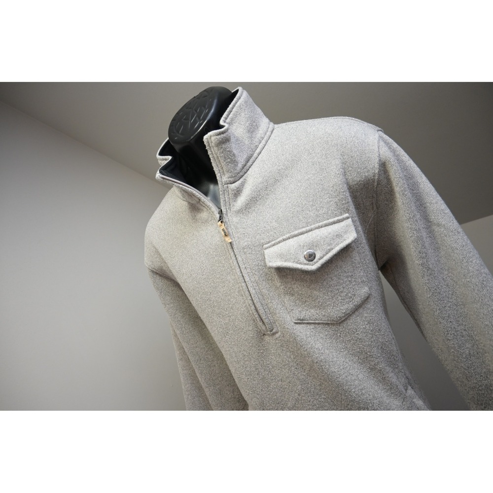Mountain Khaki 1/4 Zip Fleece Pullover Sweater Mens Large Gray/BeigeExcellent
